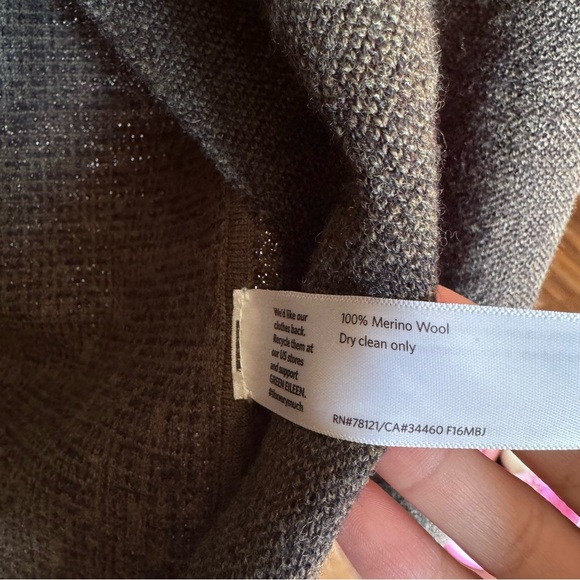 Eileen Fisher Open Front Waterfall Cardigan Merino Wool Long Sleeve Minimalist - Picture 6 of 6